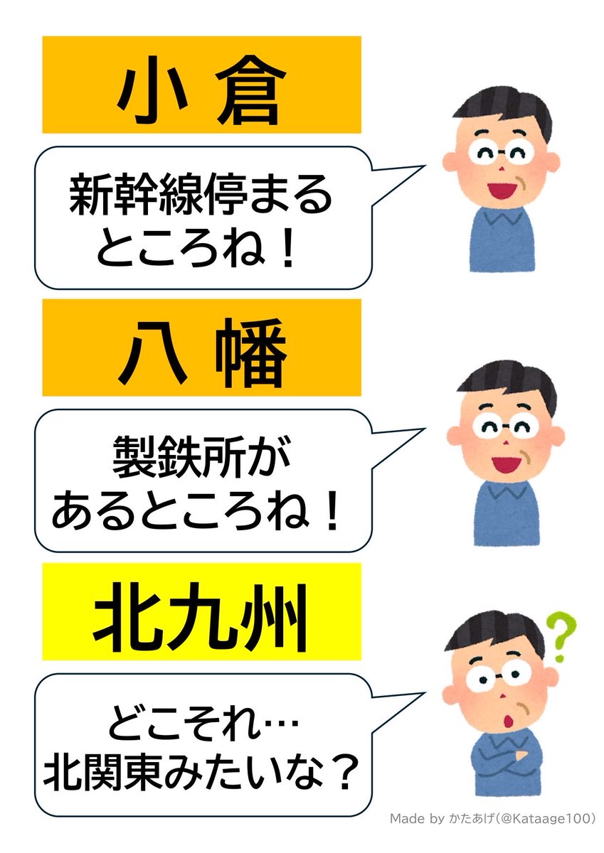 Kataage100's tweet photo. 「市名」よりも市内の「地名」の方が有名な街、北九州市 https://t.co/HapDjQlvko