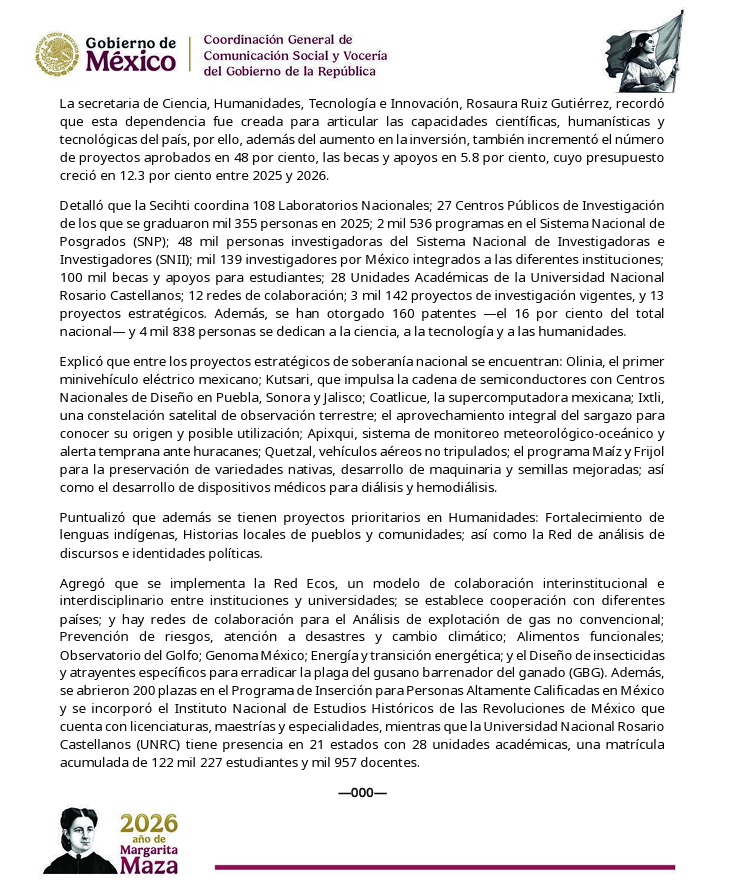 institutomora's tweet photo. #ComunicadoSecihti
Aumento del 111% en fondo para proyectos de ciencia y tecnología, así como la colaboración de investigadores, impulsan el desarrollo nacional: presidenta Claudia Sheinbaum. https://t.co/hTvW4E23LL