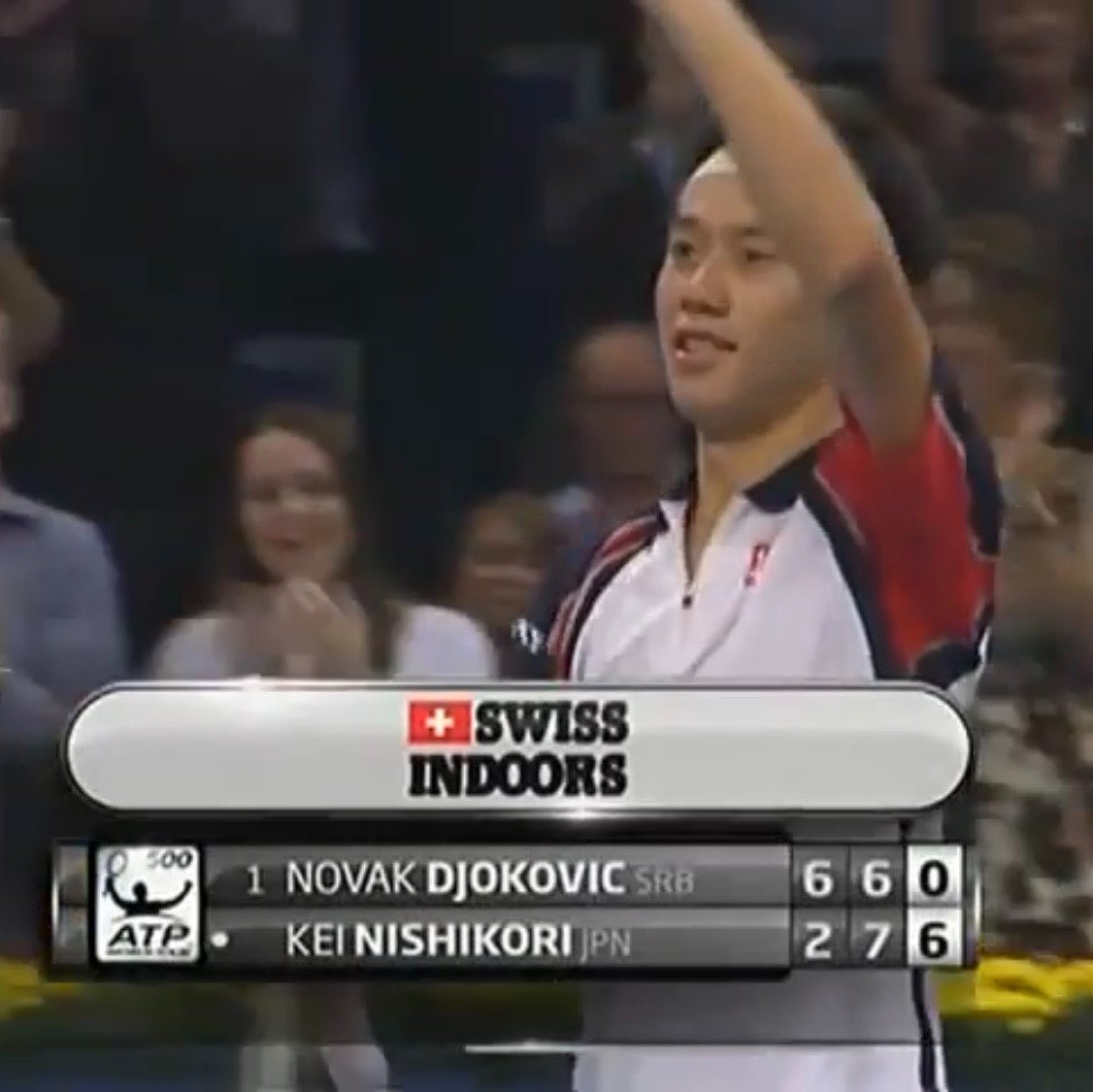 OnlyRogerCanFly's tweet photo. ¿Sabías que…?

Kei Nishikori 🇯🇵 es el único tenista con un set ganado por 6-0 en “indoor” ante Novak Djokovic 🇷🇸 como No.1 del ATP Ranking (Men’s Singles). https://t.co/MOZWmiXEkz