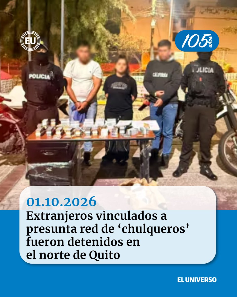 eluniversocom's tweet photo. Una presunta red de chulqueros fue desarticulada durante un operativo policial, la noche del miércoles 30 de septiembre, en la avenida Galo Plaza Lasso y Capitán Ramón Borja, en el norte de la ciudad https://t.co/fZqz2c5XTv https://t.co/3dWUvsmULE