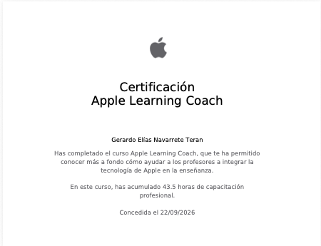genavarr's tweet photo. 🍎 ¡Ya soy Apple Learning Coach! Gracias a @UNID_Cpe por el apoyo. Me comprometo a acompañar a docentes y estudiantes de licenciatura y maestría en educación para transformar la práctica con sentido pedagógico. #AppleLearningCoach #UNID #EducaciónSuperior https://t.co/8w4Ap3klXY