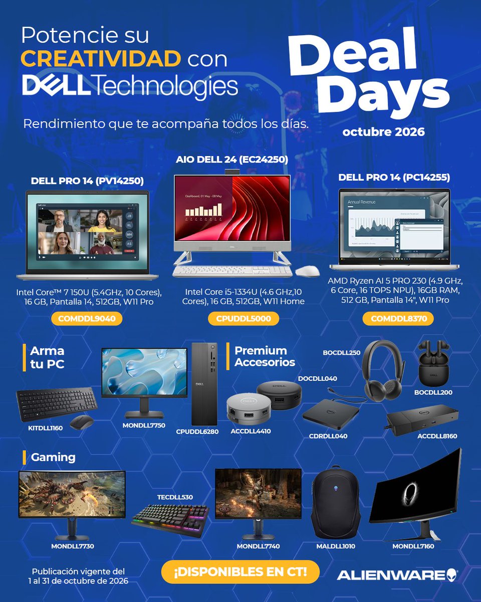 CTInternacional's tweet photo. ¡Los mejores en equipos 🖥 y periféricos 🖱 los tiene Dell!
La calidad que ya conoces ahora con las promociones 🛒 más sorprendentes. No dejes pasar los 'Deal Days' de Dell Techonologies.

Conoce más dando 💻 clic:
🌐 https://t.co/jCkgQTA6iA https://t.co/5aDubdznuW