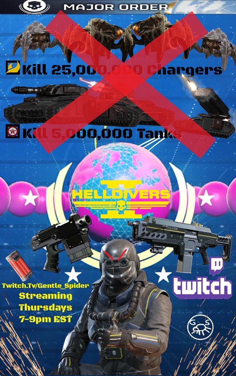 GentleSpider2's tweet photo. Streaming Thursdays 7-9 pm EST
[ https://t.co/Px9cSBBvlp ]
[ https://t.co/sZ5GHOtSOP ]
[ https://t.co/6qapBAZUEi ]
#Helldivers2 #gaming #twitch https://t.co/Bj91msyq5j
