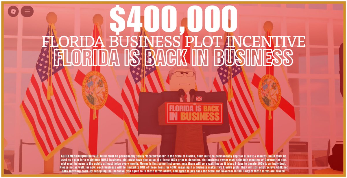 RaymondRedBUSA's tweet photo. Florida is BACK in BUSINESS! 400k business Florida building incentive! Terms apply! https://t.co/XGGJCpeHIa