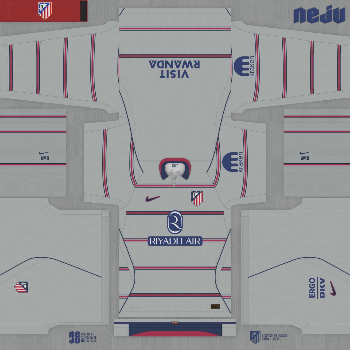 Neju_SomHi's tweet photo. 🇪🇸🟥⬜️🟦Atlético de Madrid - 26/27

Home x2 || Away || Third || Gk x3

>> https://t.co/8njwXisQap https://t.co/TgLDqJObC9