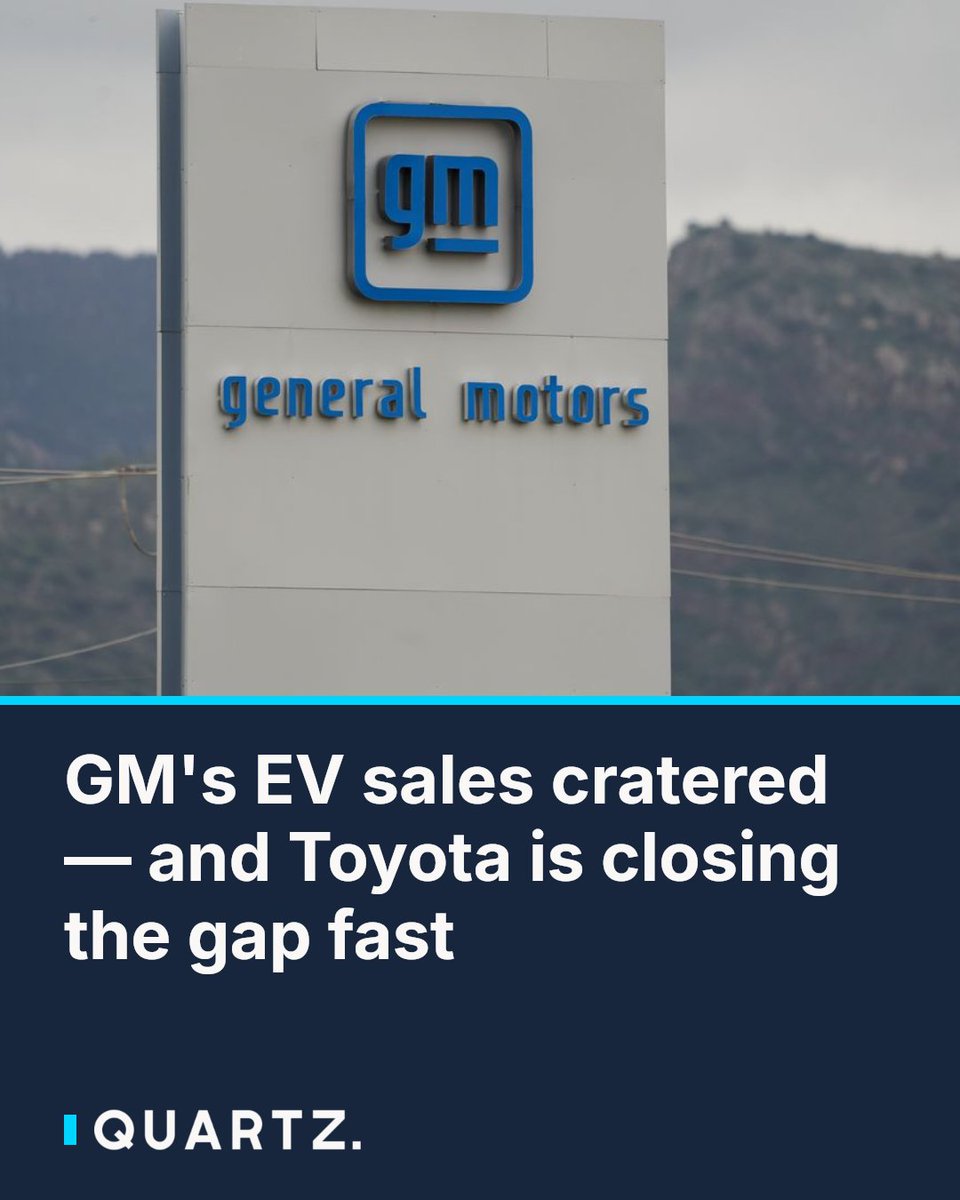 qz's tweet photo. GM's EV sales cratered — and Toyota is closing the gap fast
With federal EV incentives gone and no real hybrid lineup to fall back on, GM's U.S. sales dropped 5.5% in Q3 while Toyota and Honda surged on the back of electrified vehicles. Toyota n
#GMSales #EVDemand #AutoIndustry https://t.co/8iQpLu8wuy