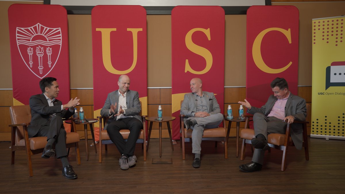 USC's tweet photo. In a world of endless information, how do we know what to trust? In a new Trojan Talks, USC President Beong-Soo Kim joins professors Emilio Ferrara, Eric Kramon and Gordon Stables to explore how AI, social media and a changing information landscape are shaping democracy. Watch: https://t.co/PCImeCVJKy