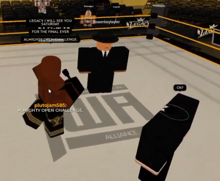Mischief_RW's tweet photo. This Saturday at @LEGACYONRBLX #THELASTSTAND I will host the final ever ALMIGHTY OPEN CHALLENGE.

Going into the end of Week 4 with a record of 4-1 and three consecutive sweeps in a row, WHO DARES TO STEP IN THE RING WITH ME? https://t.co/Up0m2FvUvn