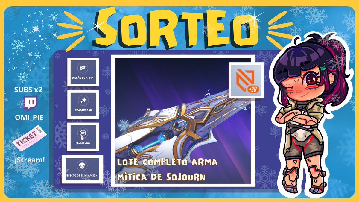 naomiipie's tweet photo. #Giveaway
LOTE ARMA MÍTICA SOJOURN ✨
✅ Sígueme en X y Twitch
✅Menciona a un amix
✅Like y RT
✅CANJEA TICKET 🎟️ EN STREAM
🌟 SUB de TWITCH CHANCE 
📆 03/10/26
Gracias a BLIZZARD y @OverwatchLATAM  ✨

#OverwatchLATAM | #OWLATAMMythicSojourn https://t.co/bli7lbC4GK