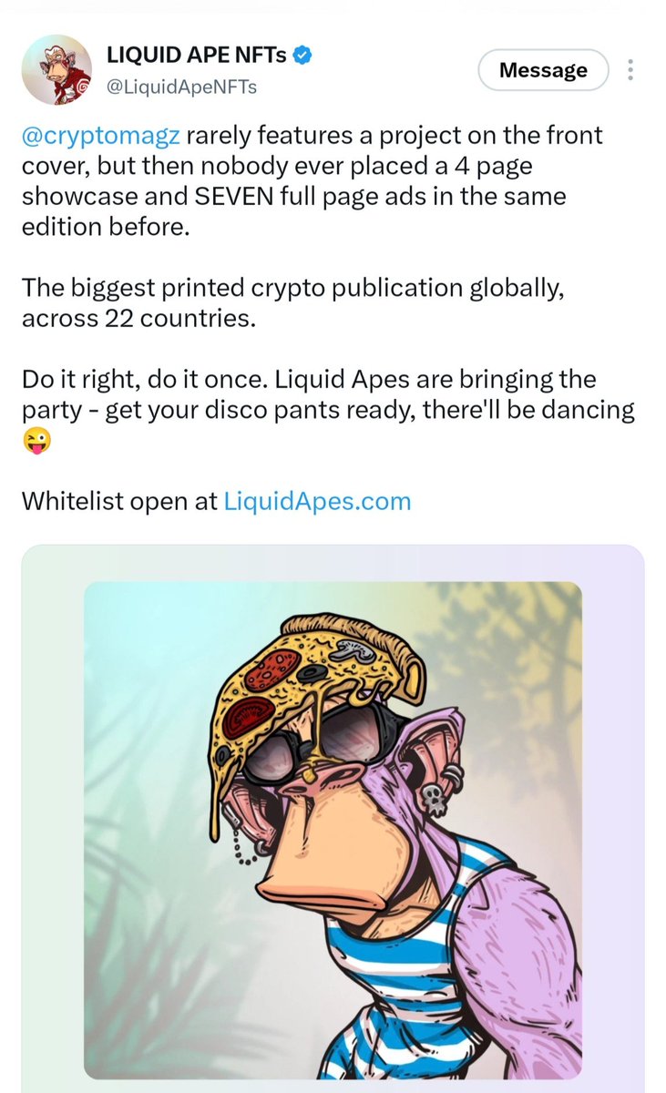 alpha_vant's tweet photo. @pokornstar Lol, wait… once @LiquidApeNFTs recreates the hype and attention #BAYC had back in the day, then we can have this discussion.

A 10K collection, all hand-drawn, a full-scale marketing push, and some serious hype already building… 👀

No way this ends badly. 🦍🔥 https://t.co/BwOuHS0VX6