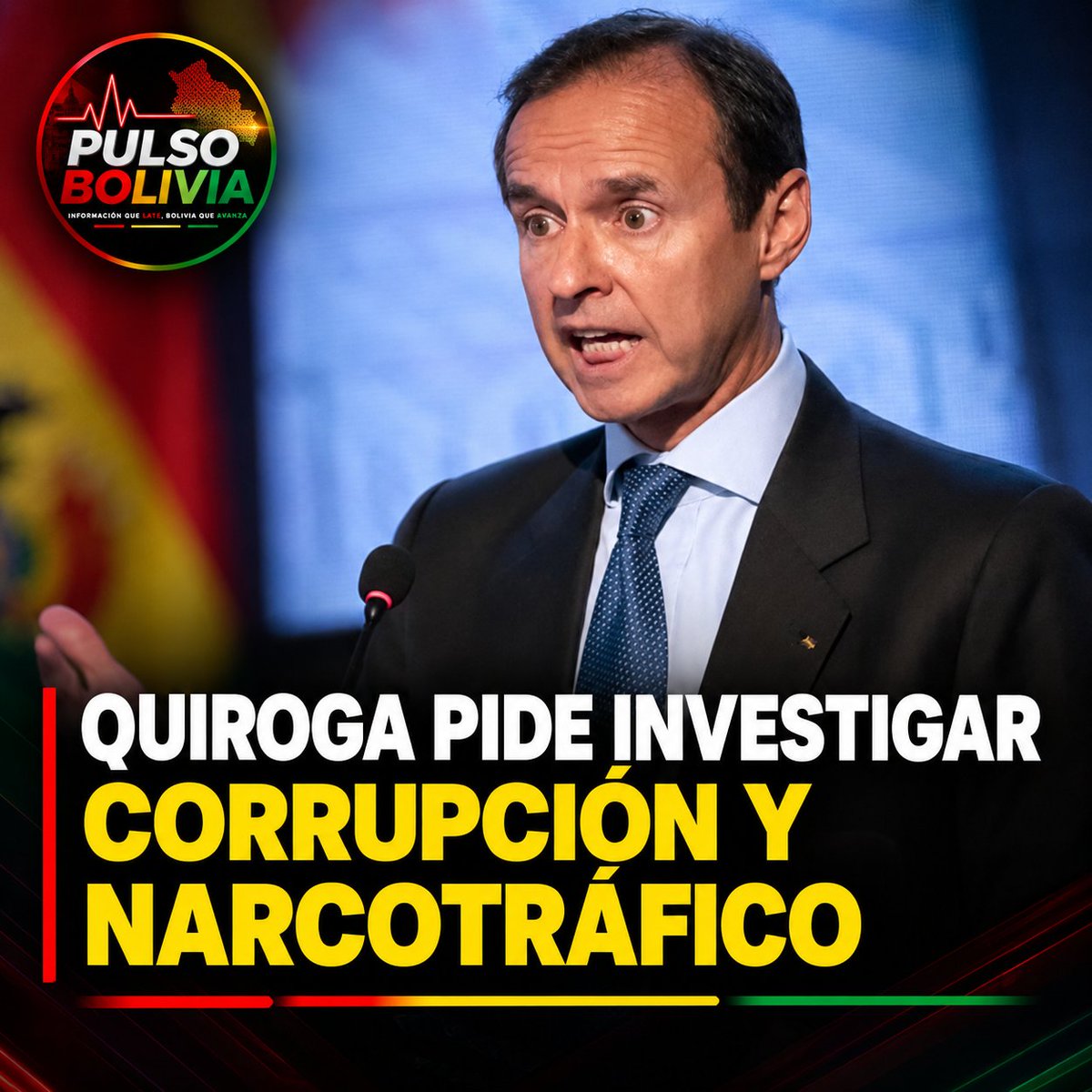 Bo5989717pulso's tweet photo. 🚨🇧🇴 TUTO QUIROGA REACCIONA
Quiroga afirmó que las instituciones bolivianas están “podridas” y pidió investigar corrupción y narcotráfico sin distinción. ⚖️🔎
#Bolivia #TutoQuiroga #RogerMariaca #Justicia #NoticiasBolivia https://t.co/vZjLvSzUyU