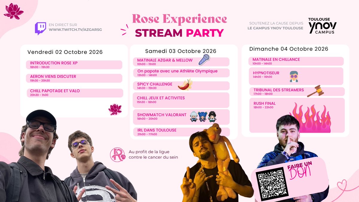 Azgarsg's tweet photo. Voici mon planning pour l’événement ça commence aujourd’hui à 18h alors n’hésitez pas à partager au maximum on va tout détruire 🩷

Atomiser cette cagnotte je vous fais confiance 😎 https://t.co/GxtCD9gxxV
