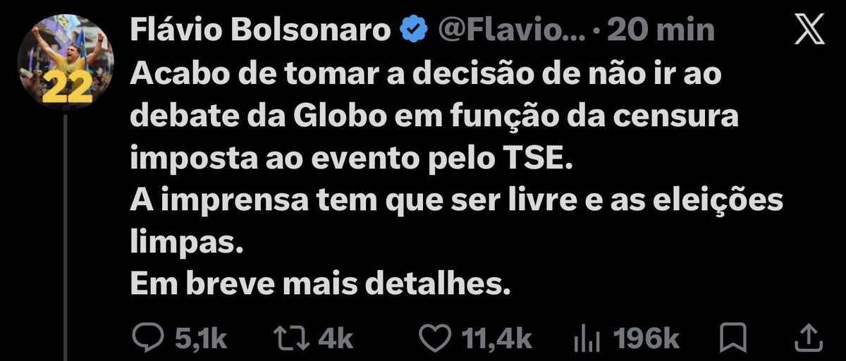 RobertoRocha_MA's tweet photo. Decisão correta, Flávio. Debate exige liberdade para perguntar, responder e confrontar ideias. Quando essa liberdade é cerceada, o eleitor é o maior prejudicado.

A Justiça Eleitoral deve garantir regras claras e iguais, sem escolher o que o brasileiro pode ouvir. Não há como legitimar um debate sujeito a interferências e critérios parciais.

Democracia exige liberdade de imprensa e igualdade entre os candidatos. Não podemos aceitar um TSE subordinado ao STF, nem regras que possam ser reescritas depois de conhecido o resultado do jogo.
