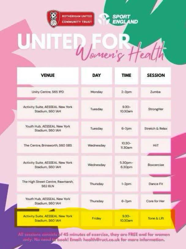 Stag_RosePPG's tweet photo. #friday - #womenshealth with @RUFC_CT
Tone & Lift 9.30am full details below. #FREE sessions daily!
#WomensWellness #WomensWellbeing #FitnessCommunity https://t.co/gc1b8zvL83