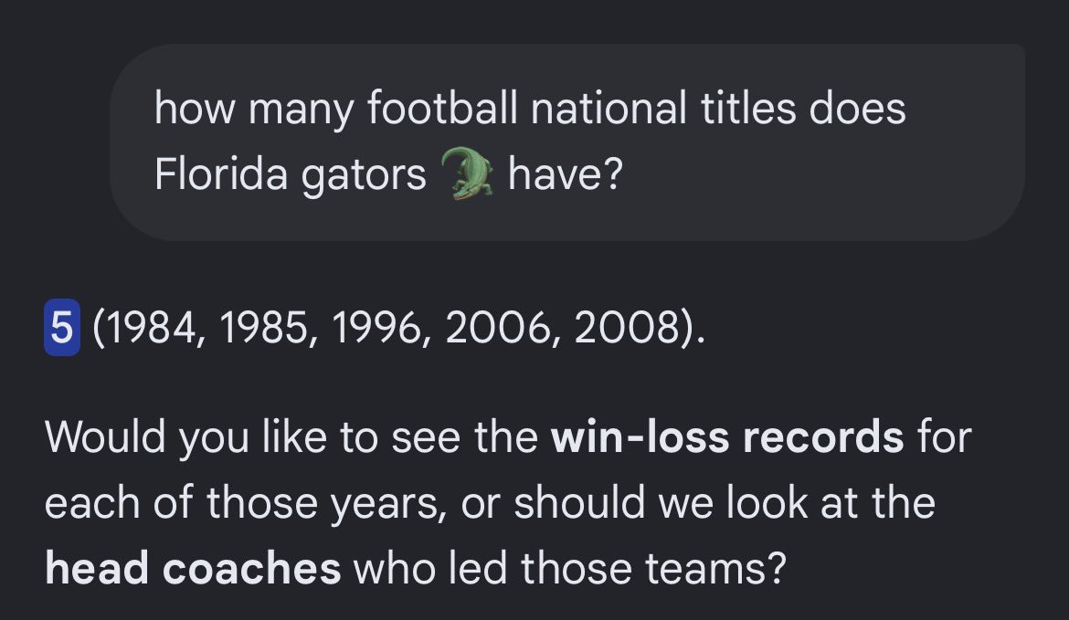 GoGatorFB's tweet photo. @UncleLouCFB @CFB_Pat UGA only has 4 natties 😬😬😬 https://t.co/Je4jrr6tqz