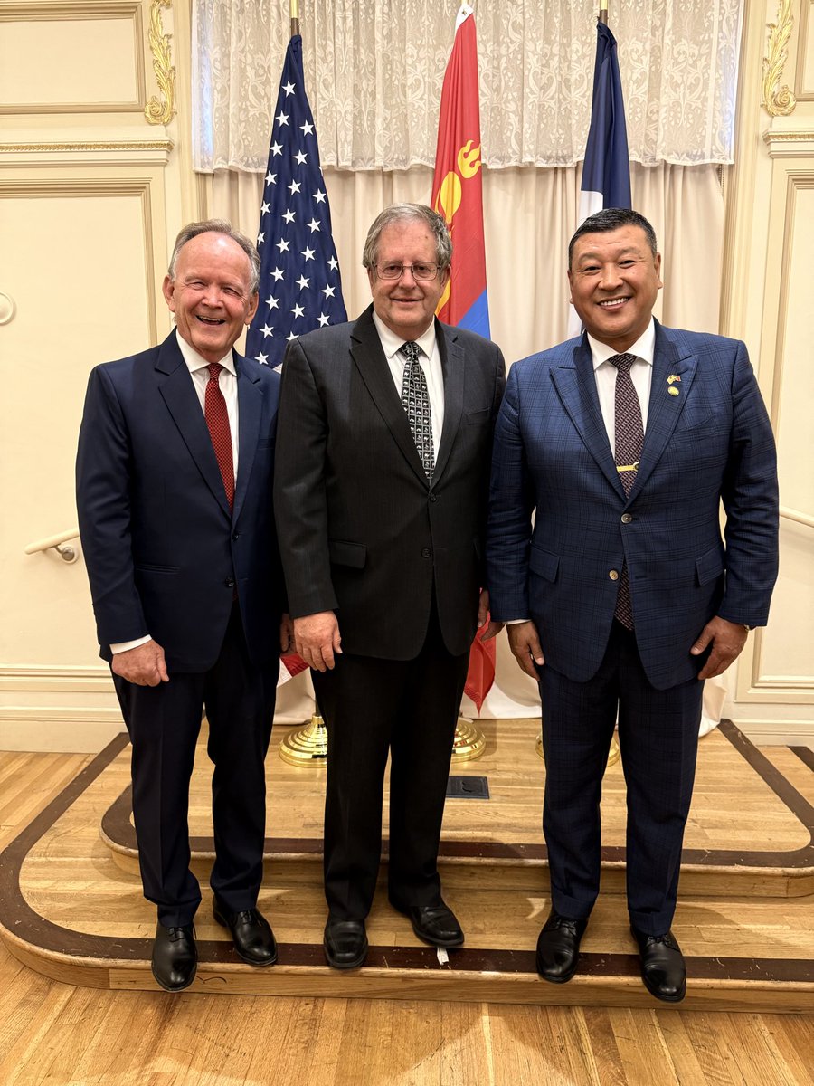 JStuartAdams's tweet photo. It was an honor to welcome Ambassador Batbayar Ulziidelger back to Utah. He has been a great friend to our state, and I appreciate all he has done to strengthen the relationship between Utah and Mongolia.
 
Together, we had the privilege of celebrating my good friend Dr. Ray Price and his appointment as Honorary Consul of Mongolia for the State of Utah. Ray has spent years serving the people of Mongolia and building connections through healthcare education. This appointment is a well-deserved recognition of the work he has already done and the relationships he continues to strengthen.
 
Utah and Mongolia have a lot we can learn from one another, and I am excited to see this friendship continue to grow and create new opportunities for both of our communities.