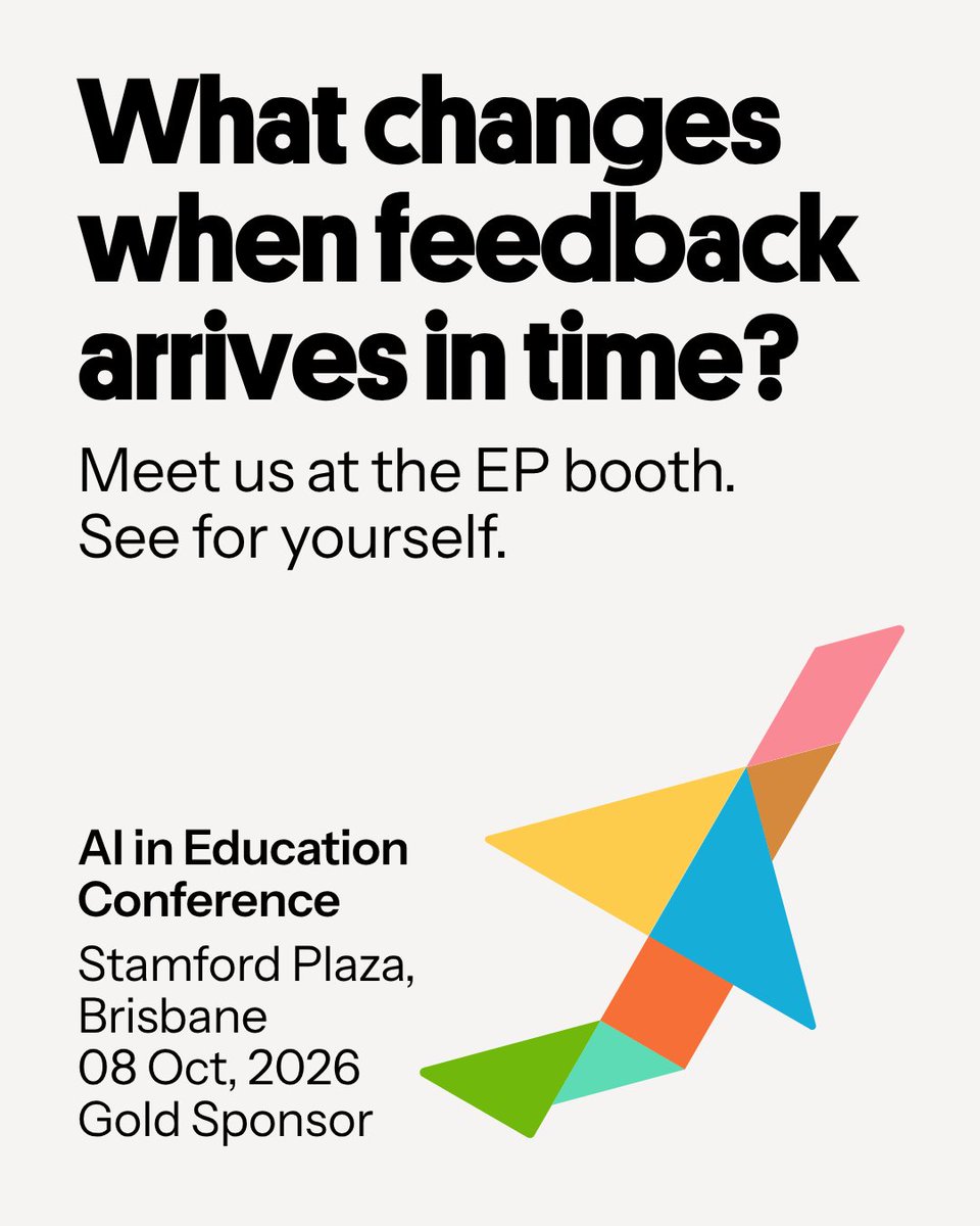 epforlearning's tweet photo. Feedback only teaches if it arrives while students can still use it.⏱️
We’re exhibiting at the AI in Education Conference Southern Queensland. Stop by our booth in the Ballroom Foyer to meet our team, and join the conversation on measurable impact.🚀

#AIinEducation #EdTech https://t.co/zbmKF9r29p