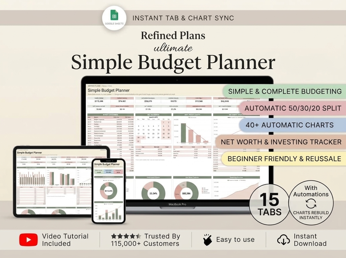 FormalAscent's tweet photo. 📊 Ultimate Simple Budget Planner 💵✨
This Google Sheets template features an automatic 50/30/20 budget split, net worth &amp; investing trackers, and 40+ instant charts across 15 interconnected tabs.

👉https://t.co/nDL8e1Fmzf https://t.co/GClgnqQzr0