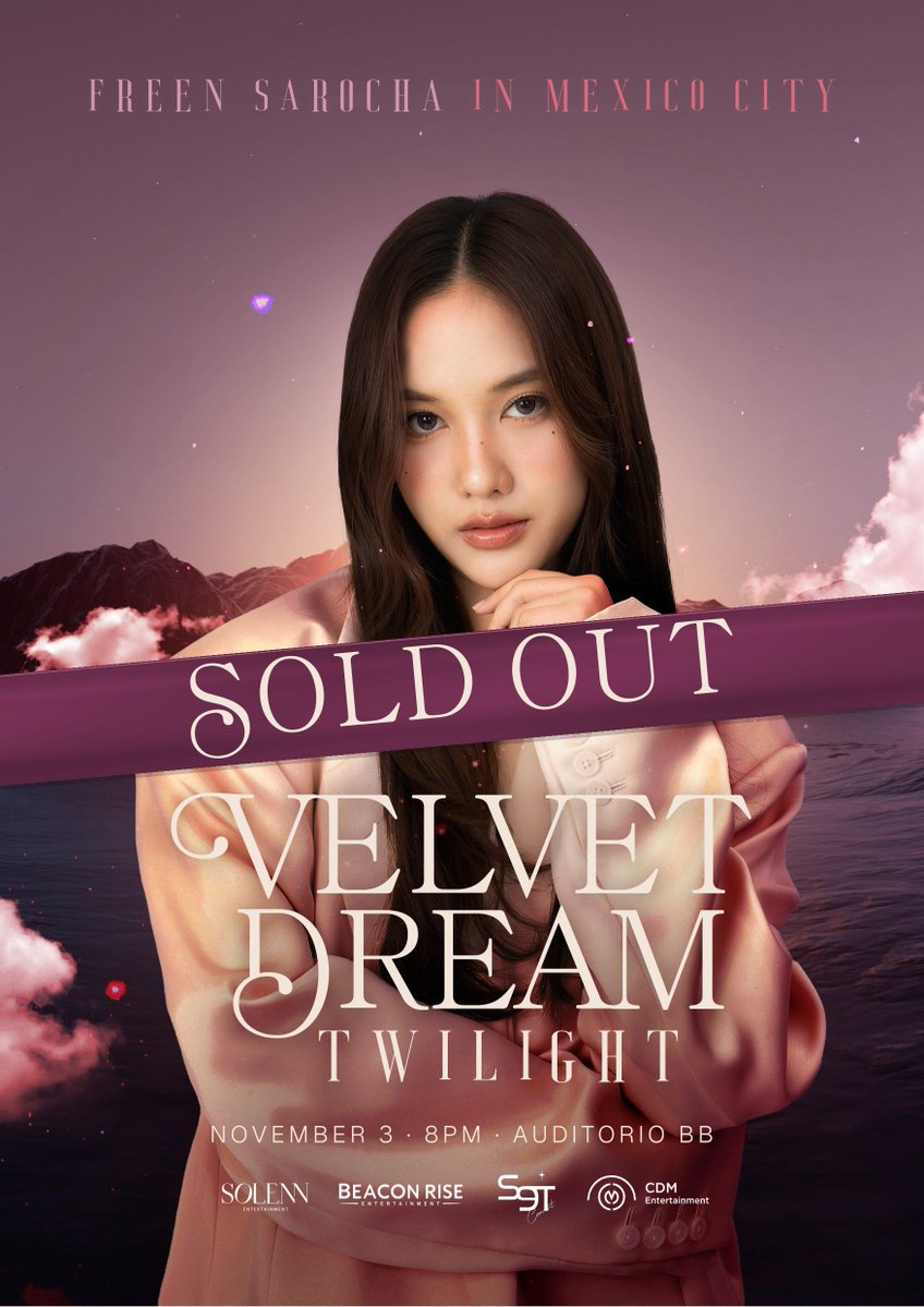 cdmentph's tweet photo. ¡México, lo volvieron a hacer! 🇲🇽

¡#FreenVelvetDream en México está oficialmente sold out! 🎉 Felicidades a FREEN y a todas las MEXICO GIRLFREEN por hacer realidad este momento tan especial. ❤️

Un logro increíble para Freen, quien hace historia como la primera artista tailandesa en agotar un fanmeeting en solitario en México. 

Y todo esto es gracias a ustedes y a todo el amor que le han dado. 

¡Nos vemos muy pronto para celebrar juntos! ✨

#FreenLatinAmericaTour
#srchafreen