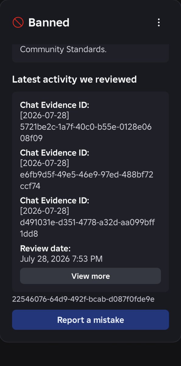 OnlyMochasAlt's tweet photo. Well new update guys! Roblox decided to change my ban reason out of no where when they don't even decide to help when I appeal! It started off as Harmful Content/Behavior and now it's Child Safety? What are we lying for? They won't give me the evidence. #Roblox @DavidBaszucki https://t.co/yHKaWEAEQJ