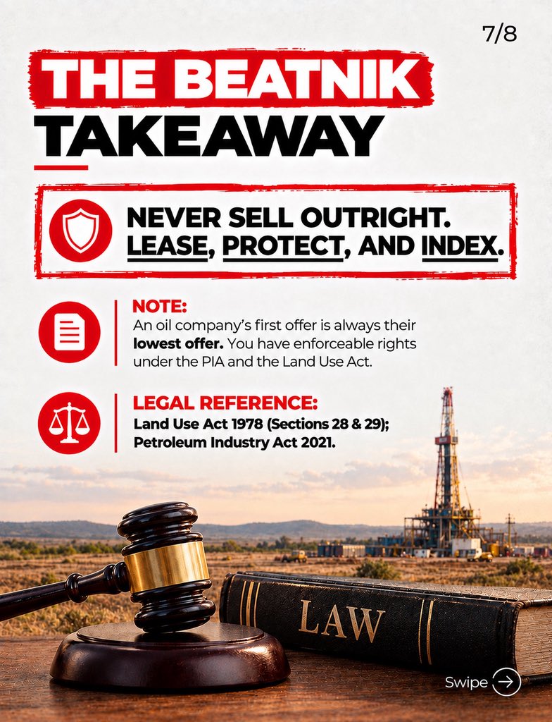BeatnikandJil's tweet photo. Access, compensation, surface rights, crops, structures, environmental liabilities and restoration obligations can all become part of the conversation and what you sign matters.
The excitement of an offer should never rush you into an agreement you do not fully understand. https://t.co/2tiWUsrI3q