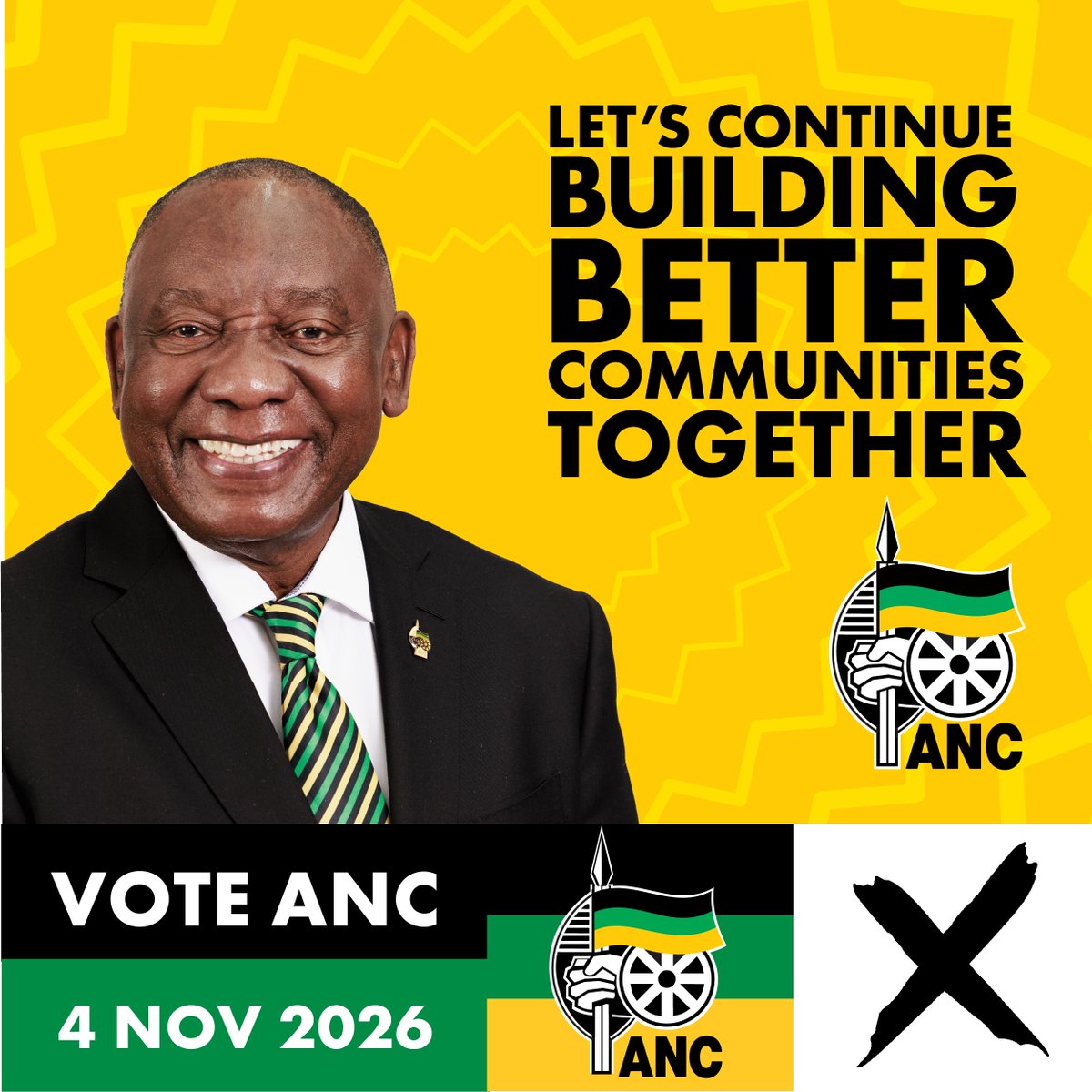 MYANC's tweet photo. Make your mark on 04 November 2026. South Africans will be casting their 2026 Local Government Elections votes. Will you be there?