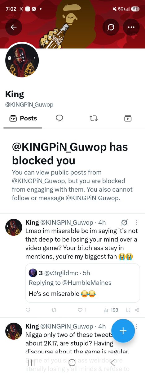 Clevelandissoft's tweet photo. @KINGPiN_Guwop @HumbleMaines @lewis_a92 See how mad he got?😂 proof that he's white. Larping as a black guy on Twitter is crazy😂 buddy had to block me. That should tell you all you need to know😭 https://t.co/2nkxUkVcZl