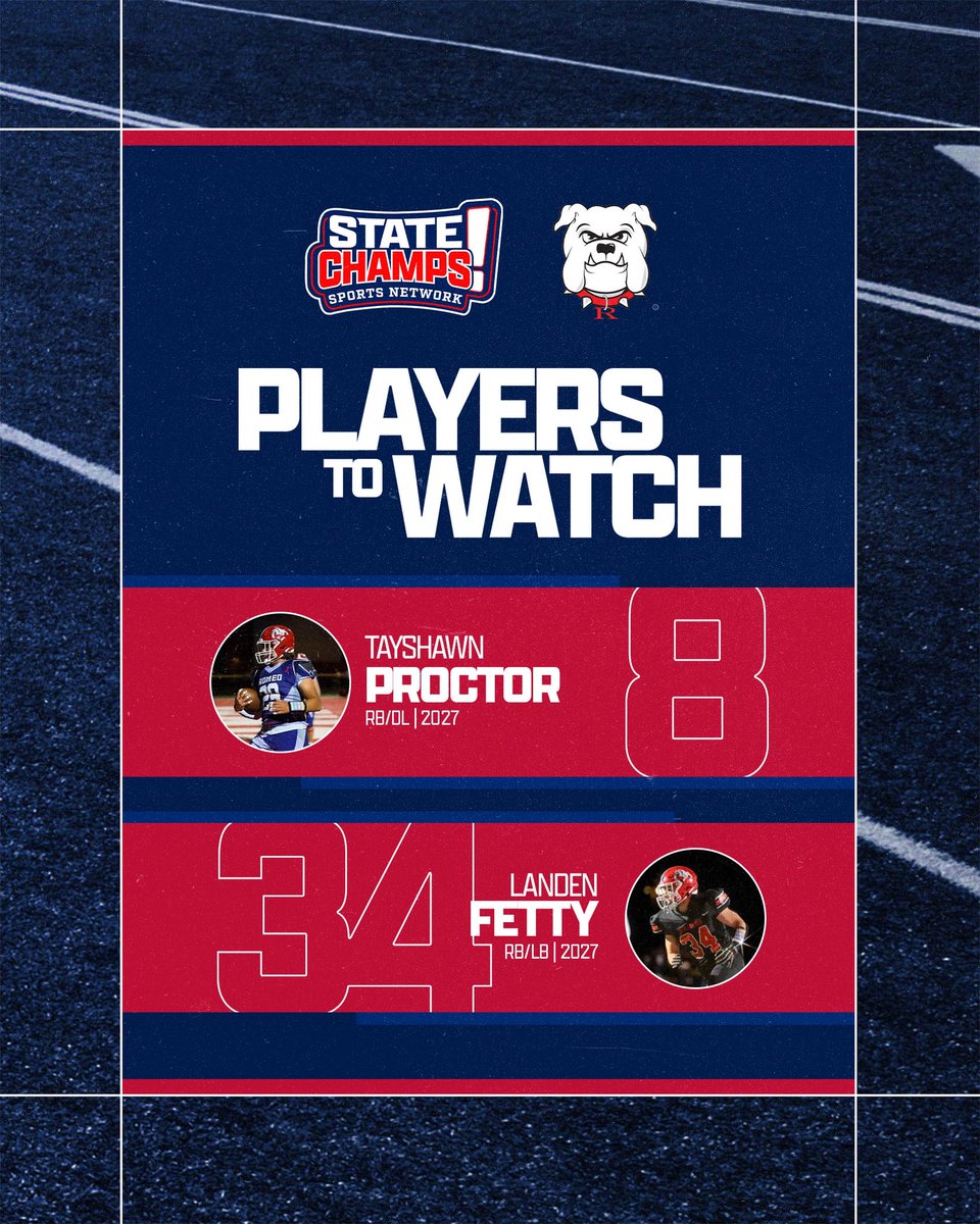statechampsmich's tweet photo. The Romeo Bulldogs

Players to Watch:
➖ Tayshawn Proctor (@ProctorTayshawn)
➖ Landen Fetty (@LandenFetty)

@RomeoFootball https://t.co/2RshE88dAg