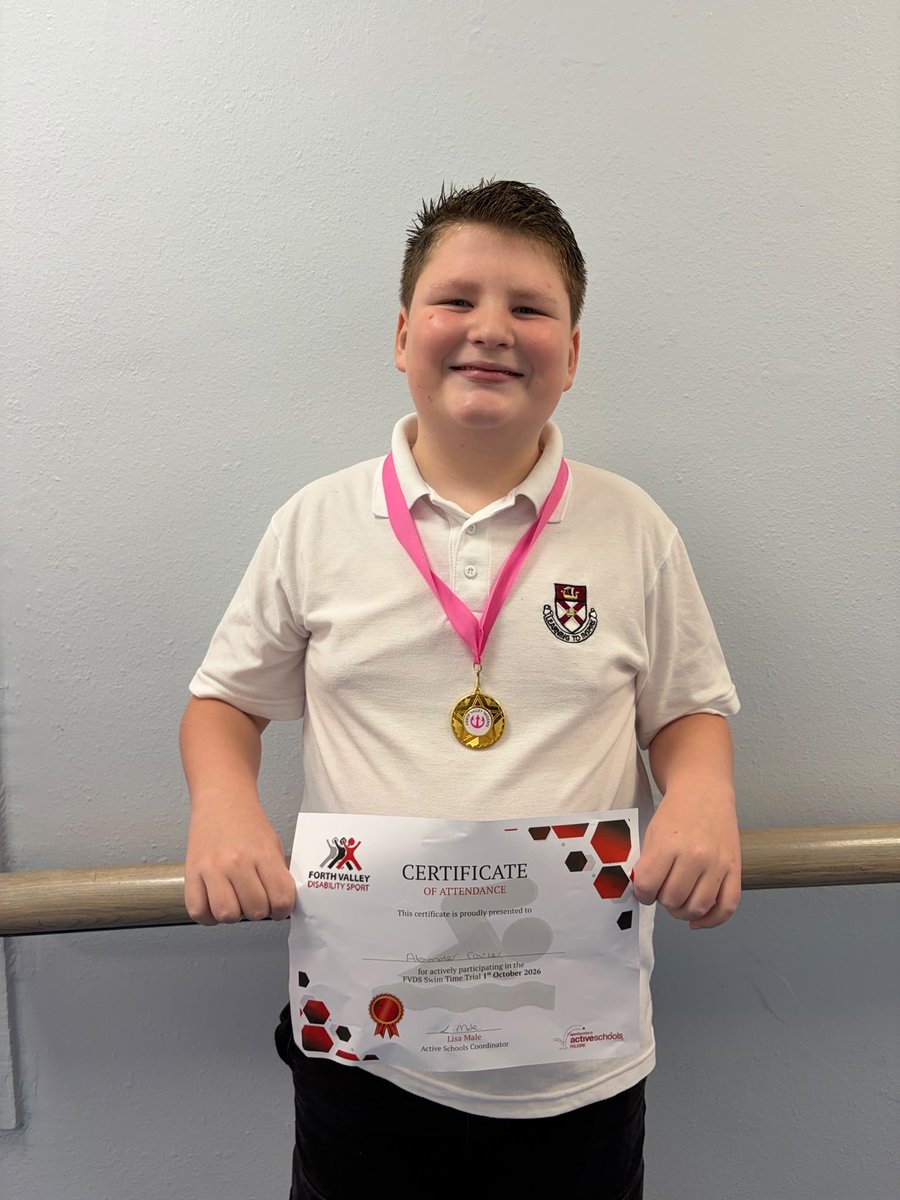 AlloaEASN's tweet photo. Huge congratulations to Alexander who actively took part in FVDS time trials today for the National Swim Championships! We are so proud! @AlloaAcademy @ActiveClacks @CL_sport_ #Achievement #Inclusion #Determination https://t.co/SUl9p38Cjj