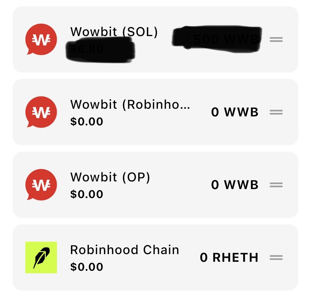 nyan1_2_3_5's tweet photo. Wowooアプリに
$Robinhood 搭載🙌🏻
アプリにブリッジ機能(HASHI)
搭載されないかなー🫣
例え同じ通貨でも
価値が違うのは同じ通貨と思えないんです🫢
#Wowooエコシステム
#wowbit
#abc
#Robinhood https://t.co/xUtZGbqxg8