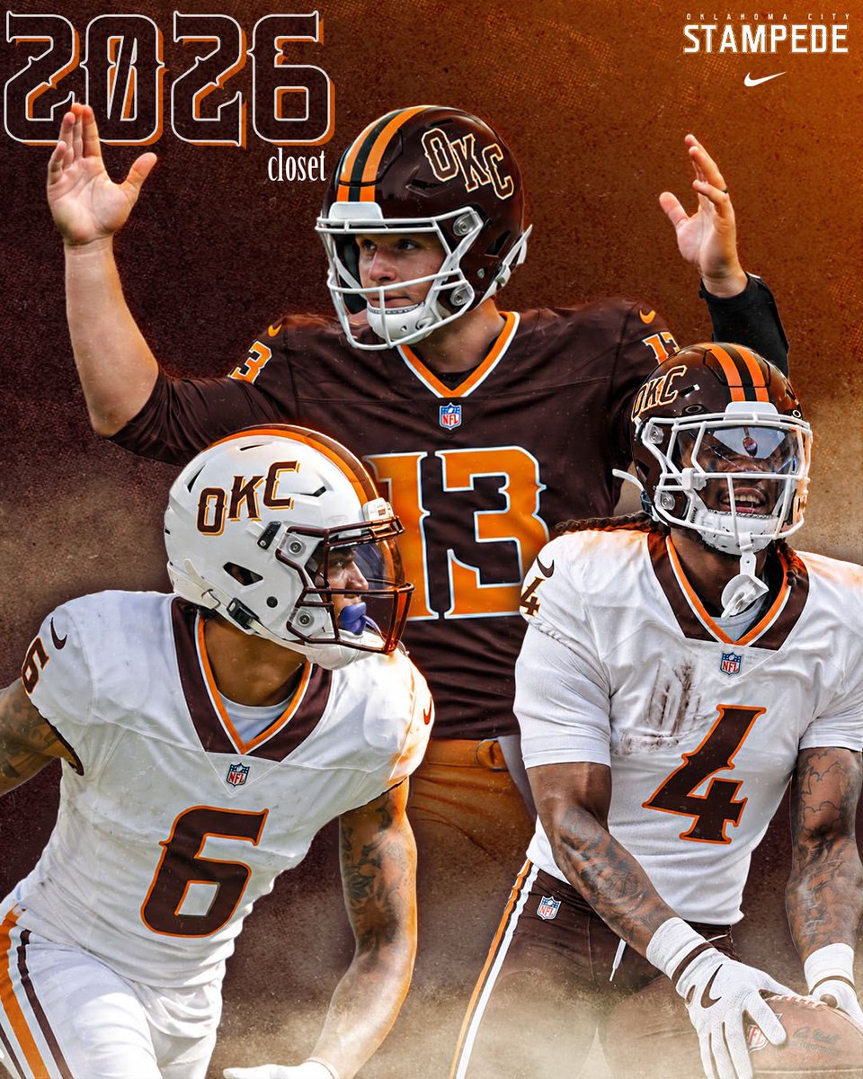 NFLEarth1610's tweet photo. So fresh, so clean 🐂

2026 uniform closet graphic for the Oklahoma City Stampede

Which markets team you wanna see next..? https://t.co/30EUaAkFYi