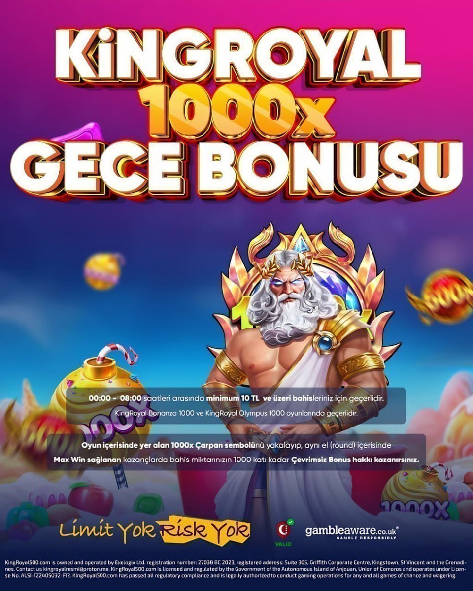 KRoyal_TR's tweet photo. KINGROYAL 1000X GECE!

00:00 – 08:00 arasında 1000x gece heyecanı #KingRoyal’de!
KingRoyal Bonanza 1000 ve KingRoyal Olympus 1000 gecenin sahnesinde!

Güncel giriş profilde! https://t.co/kAbY1u0Tkh