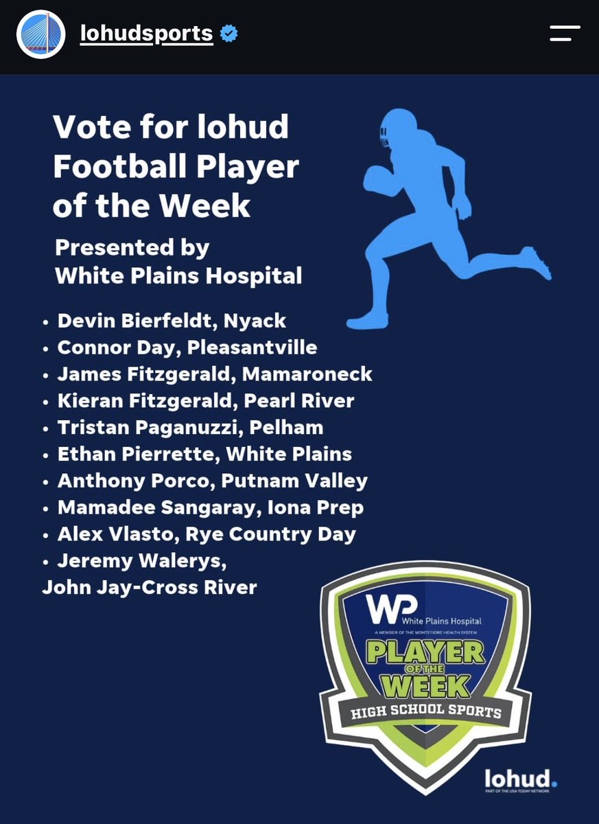 WalerysJeremy's tweet photo. 2 days ago me and 9 others got voted by LoHud as football player of the week https://t.co/dE8fx6aNzi