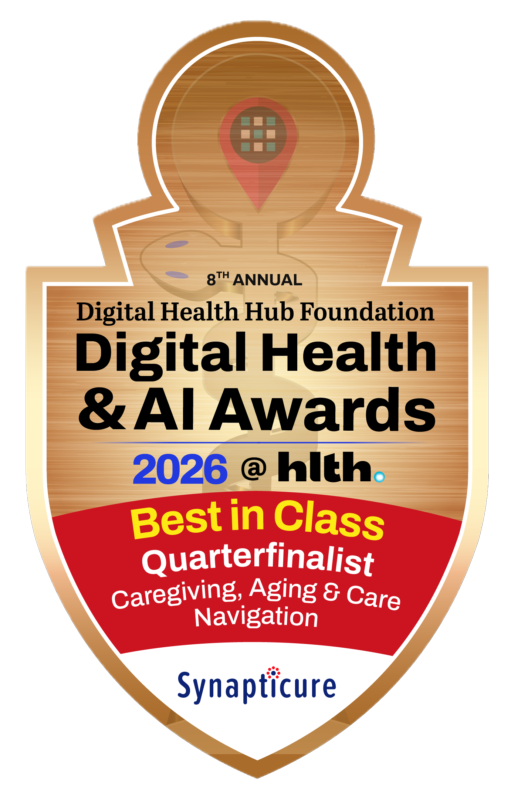 synapticure's tweet photo. Proud to be a Quarterfinalist in the @digitalhealthhubawards HLTH 2026 Awards for Best in Class: Caregiving, Aging &amp; Care Navigation! 🏆 Thanks to our partners &amp; the families we proudly support through Alzheimer's, Parkinson's, ALS, FTD, Ataxia &amp; Huntington's. https://t.co/AJL3AtfuGK