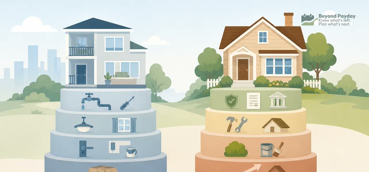 BeyondPaydayApp's tweet photo. "Renting = throwing money away" skips half the math. Here's how to compare the real total cost of renting vs. buying. https://t.co/vQtR6dE0L8 #PersonalFinance https://t.co/wWga48zZUt
