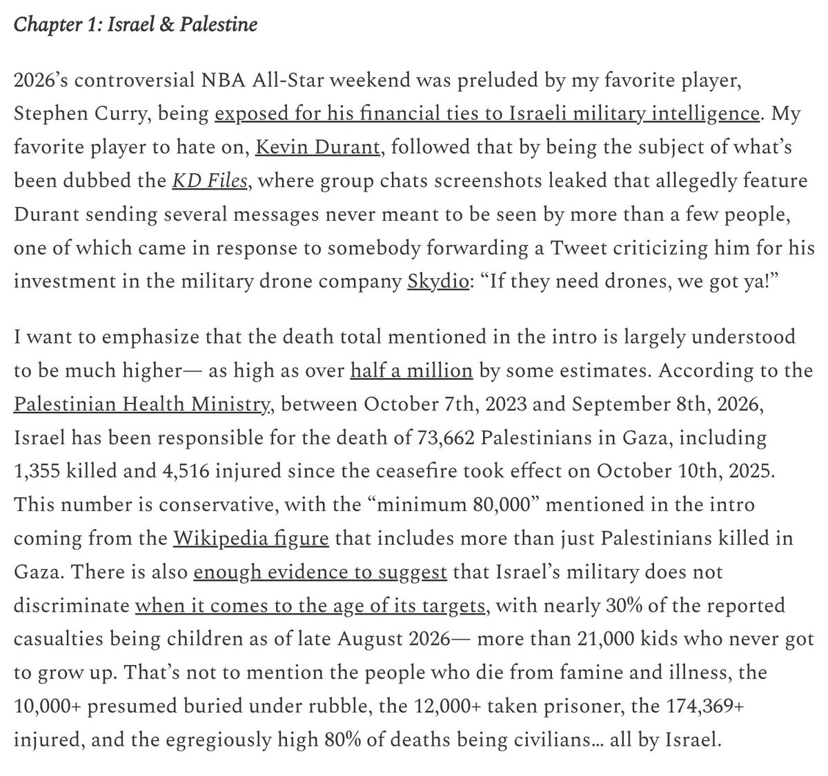 HustlePoints_'s tweet photo. An important read (and also our co-founder's debut)...

This piece has updated info and immediately gets into the history of Zionism, Israel's genocide of Palestinians, and the NBA's complicity. https://t.co/SbFH17ODUh