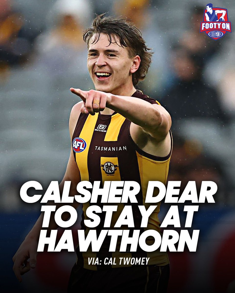 FootyonNine's tweet photo. Calsher is STAYING at the Hawks! 🟤🟡

Despite plenty of interest from rival clubs, the young forward has opted to stay loyal, per @CalTwomey. https://t.co/B91hCbIciZ