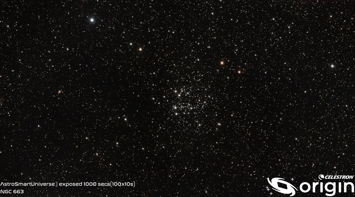 AstroSmartUni's tweet photo. ☄️🔭
📱
Name:Lawnmower Cluster(NGC663)
Constellation:Cassiopeia
Distance:6 to 8.8kly
Smart Telescope:Celestron Origin MarkII
Mount:Alt-Azimuth
Bortle Scale:Class7
Exposure Time:16min
Filter:Built-in Filter
Image Processing:OriginApp
#NGC663 #opencluster #celestronorigin #space https://t.co/F4p3Ggrz8z