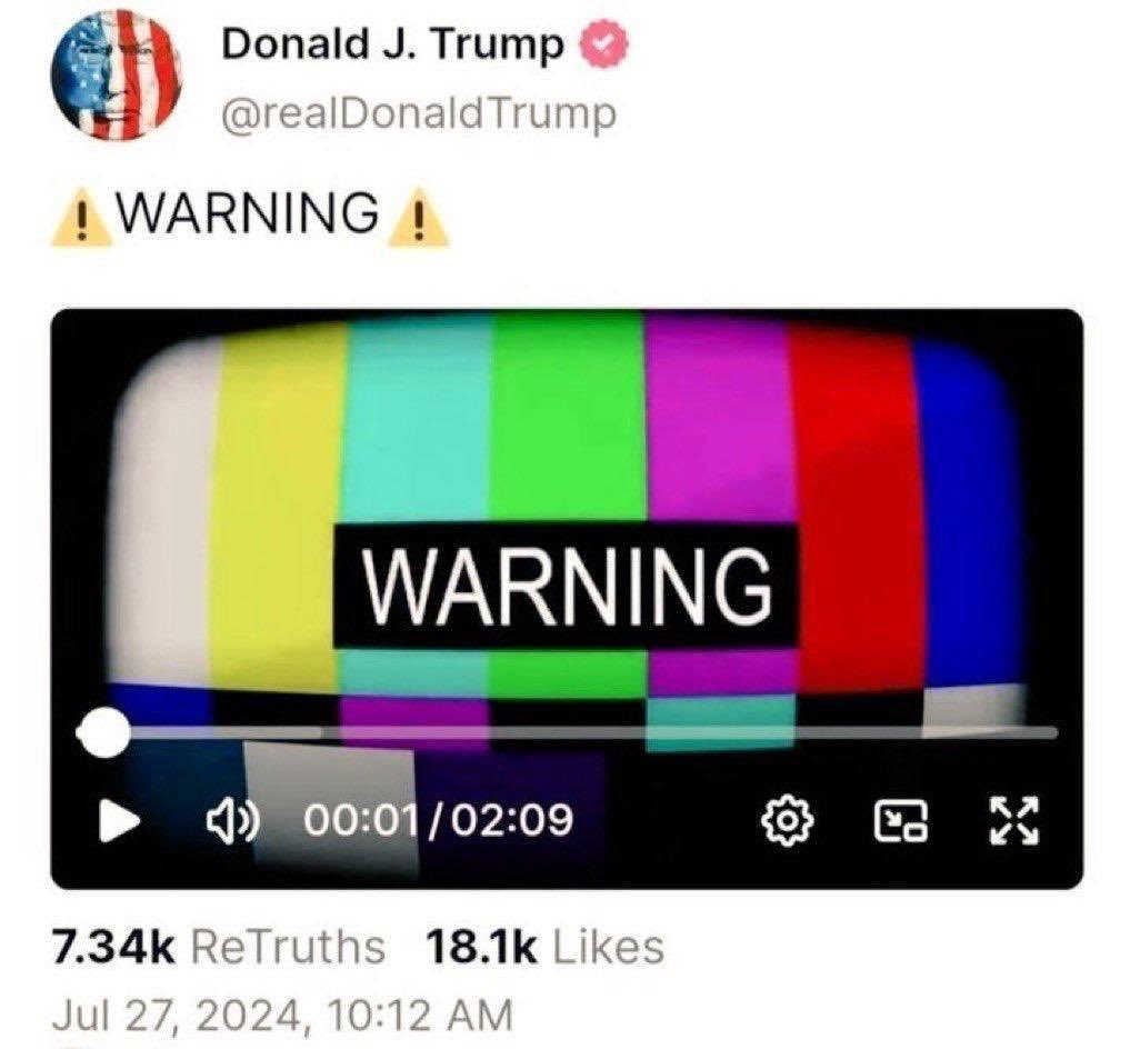 RealJohnFKQ's tweet photo. IT'S A WARNING FROM PRESIDENT TRUMP TRUTH OF ARRESTS FOR CRIMES AGAINST HUMANITY WILL BE BROADCAST FOR THE WORLD TO SEE.

FOLLOW  THE NEXT DROP WILL BE SHOCKING https://t.co/ThS3V55oE3