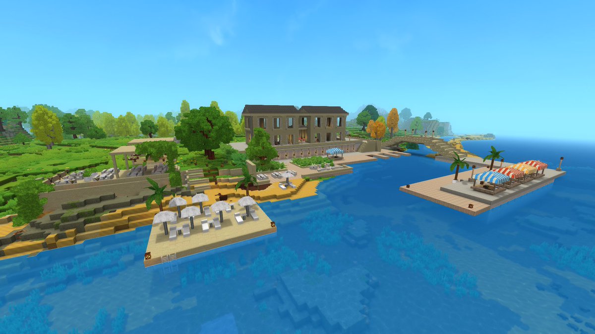 XGrifom's tweet photo. Todays progress on my coastal city #hytale build. I think now i will focus on a residential area so that I can start defining the architecture of the "starter" homes. https://t.co/q14IbaytPT