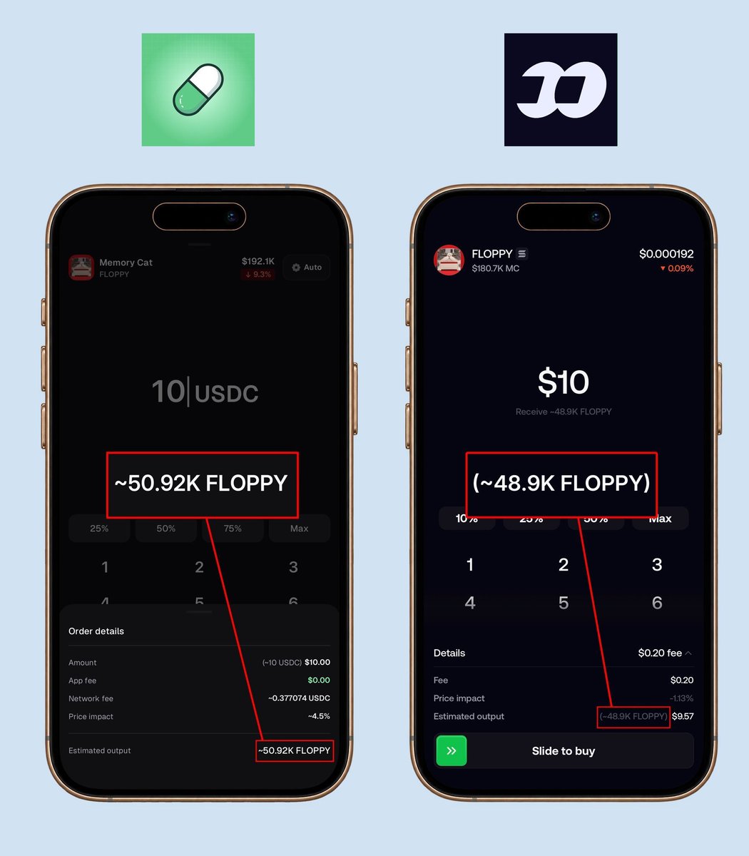 beelgives's tweet photo. This is the difference between fomo and pumpfun.

You can clearly see you get way more bang for your buck with the pumpfun app.

Soon enough everyone will trade on the @Pumpfun app. 🔜

Every dollar counts 💰💰💰 https://t.co/1FHkrWyvcV