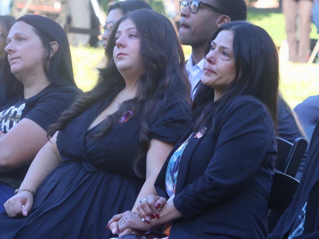 ClarkCountyNV's tweet photo. Clark County gathered for our 1 October Sunrise Remembrance Ceremony to honor and remember the 58 lives lost and the two others later who passed away from their injuries, the survivors, the first responders, and all those forever impacted by #1October.
 
We extend our deepest gratitude to our @ClarkCountyFD, @LVMPD,  and @ResJustCenter for their continued dedication, strength, and support for our community.
 
Special thanks to Nevada Governor Joe Lombardo, LVMPD Sheriff Kevin McMahill, and Clark County Commissioner @CommishNaft  for sharing meaningful remarks on unity, resilience, and memory.
 
Each year, we hear from a family member who lost a loved one during that night. This year, Debby Allen shared a heartwarming tribute to her son, Christopher Roybal, who was a U.S. Navy combat veteran. Her youngest son, Jayson paid tribute to his brother with a deeply touching performance of "Scars in Heaven." 
 
To the families, survivors, and community members, we stand with you today and always. We continue to honor the lives lost and impacted nine years later and we will #NeverForget no matter how many years pass. #VegasStrong #VegasStronger