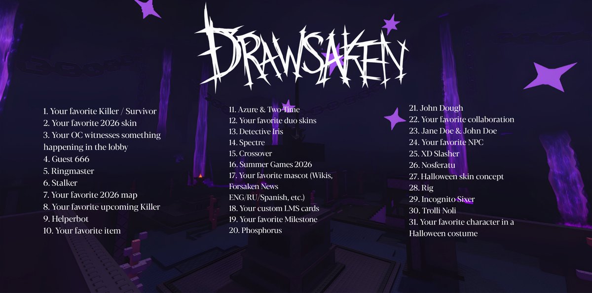Forsaken_News's tweet photo. ✒️Drawsaken✒️

Through October to Halloween, @Forsaken_News &amp; @ForsakenNewsRU will be hosting Drawsaken!
Share your works with the tag "#Drawsaken" and we'll repost the most interesting ones!

#Forsaken #forsakenroblox #halloween https://t.co/rTtLYDCtir