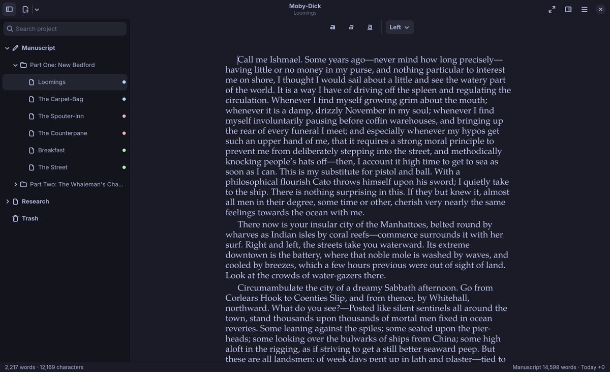 ShieldsWorks's tweet photo. Scrivener is the writing app many novelists, screenwriters, and authors swear by: a binder for chapters and scenes, index cards on a corkboard, and compile to a finished manuscript. 

It runs on Mac and Windows. There's never been a Linux version. https://t.co/y3jnLzLZwn