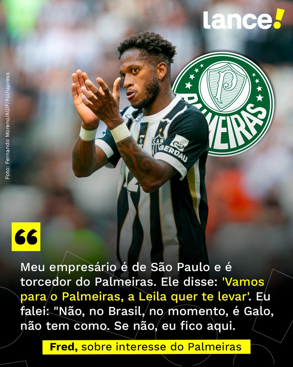lancenet's tweet photo. O FRED É GALO! 🐓🤩
Em entrevista ao "Charla Podcast", Fred revelou que o empresário trouxe para ele um interesse do Palmeiras em contratá-lo, mas o volante disse que recusou porque só tinha interesse de jogar pelo Atlético-MG naquele momento. 😯
#Redes2 #LanceInforma #Aspa https://t.co/fQ33KIeqPP