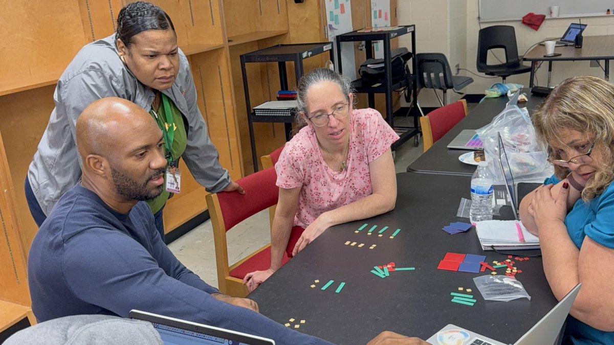 WMSHCS's tweet photo. Today, for Content-Based PD, our math Ts enjoyed playing with manipulative that they can embed in their math classrooms. Resources were shared and they are now ready to embark on providing  more opportunities for students to be engaged in learning! @Math_HCS @wilkerson_banks https://t.co/Ze3CC1tW7E