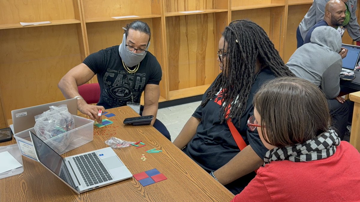 WMSHCS's tweet photo. Today, for Content-Based PD, our math Ts enjoyed playing with manipulative that they can embed in their math classrooms. Resources were shared and they are now ready to embark on providing  more opportunities for students to be engaged in learning! @Math_HCS @wilkerson_banks https://t.co/Ze3CC1tW7E
