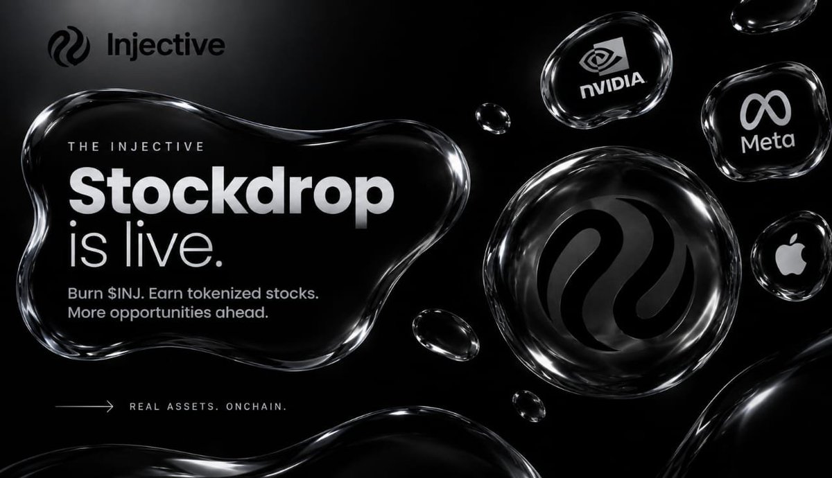 dawing_x's tweet photo. Something pretty cool just went live on Injective 

The $INJ Community BuyBack has now burned over 7.2M INJ, and for the first time, the community is getting a chance to earn tokenized stocks on top of it.

Nvidia, Meta and more 
If you’ve been participating in the BuyBack, go check the Injective Hub. You might have a surprise waiting for you.

And this isn’t a one time thing either. More Stockdrops are coming for loyal $INJ BuyBack users, with another chance coming next month.

Burn $INJ. Earn onchain stocks. Repeat.

Honestly, this is a pretty interesting way to make community participation feel rewarding beyond just the usual points or badges.