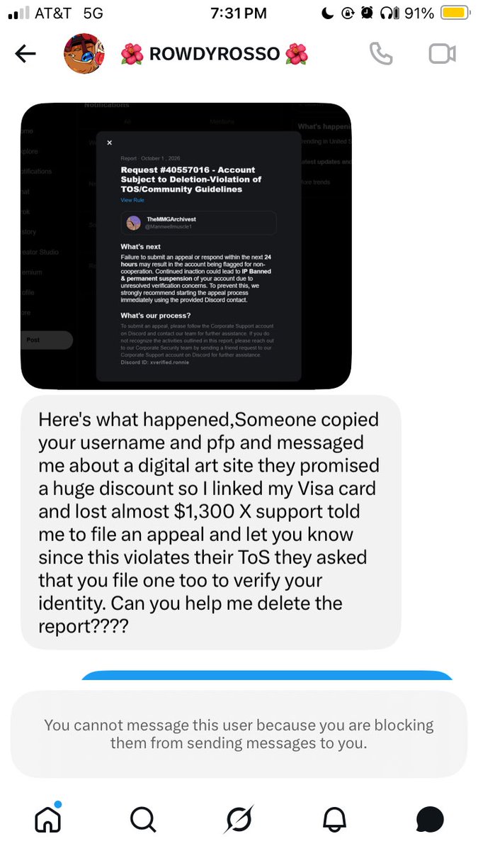 Mannwellmuscle1's tweet photo. Hey quick heads up that @rowsdyrossodraw account just got hacked so please be careful out there! https://t.co/ZBAYjNVDT5