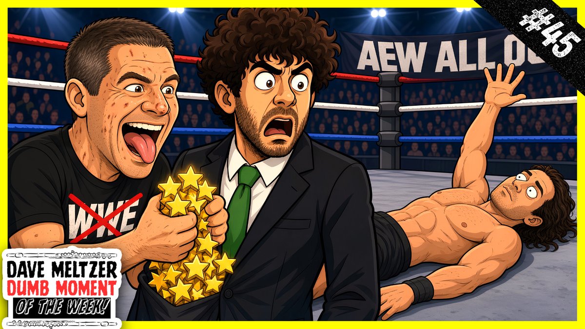 prowrestletimes's tweet photo. Dave Meltzer Dumb Moment #45 - A Tribute To AEW, All Out On Worlds Collide, Stolen Star Ratings #DMDMW 🪈 LIVE ON YOUTUBE NOW! 🚨 https://t.co/M5SKFu5g8A https://t.co/3NL7SnH3uO